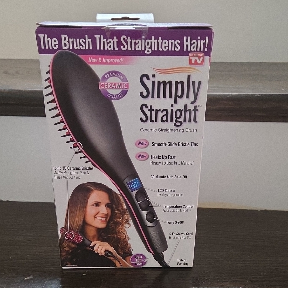 Simply Straight Ceramic Brush 'As Seen On TV' The Brush That Straightens Hair!